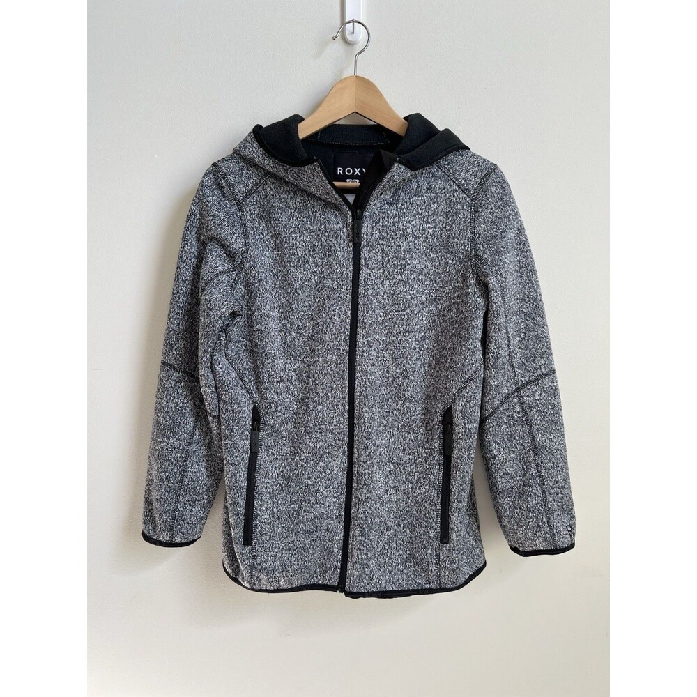 Roxy Women’s Gray Full-Zip Fleece Hooded Jacket Size Small